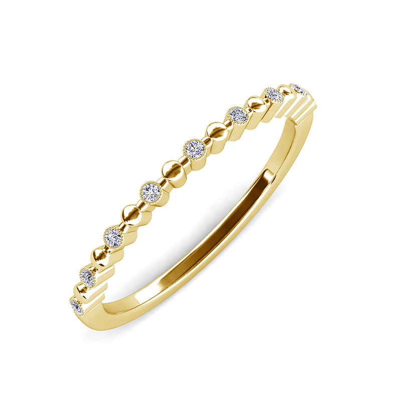 Dainty Beaded & Crystal Alternating Stackable Ring With Swarovski Crystals/ DR0157
