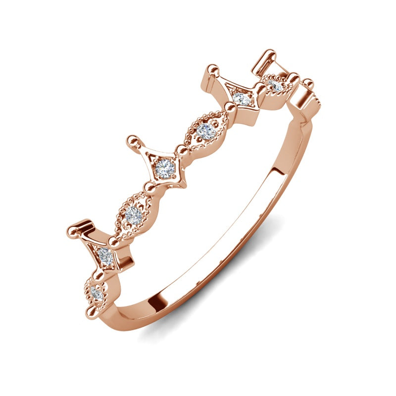 Star & Marquise Crystal Ring , 18K Gold Plated Copper Stackable Band /DR0162