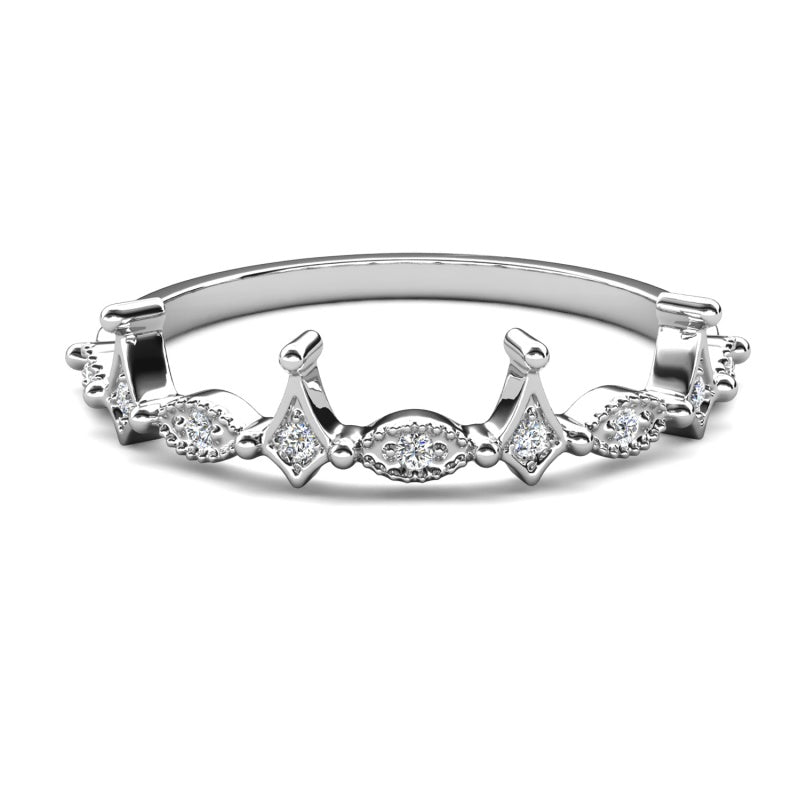 Star & Marquise Crystal Ring , 18K Gold Plated Copper Stackable Band /DR0162