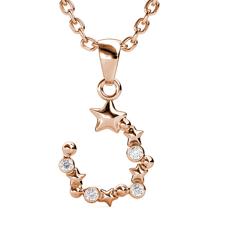 Sparkling 18K White Gold Plated Crescent & Star Necklace Swarovski Crystal Pendant Gift for Her/ DP0660