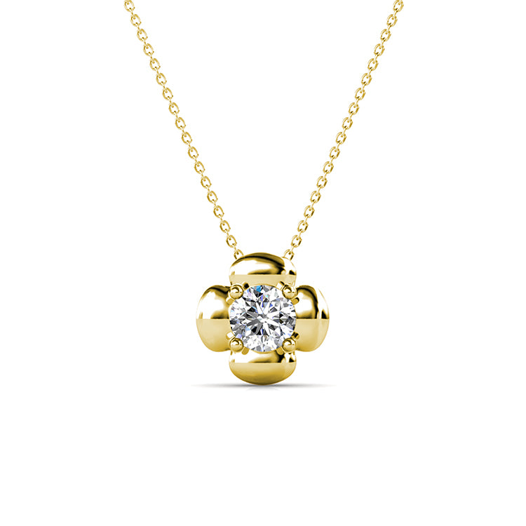 Lucky 4-Petal Cross Necklace with Swarovski Crystal Center Sophisticated Office & Casual Jewelry/ DP0767