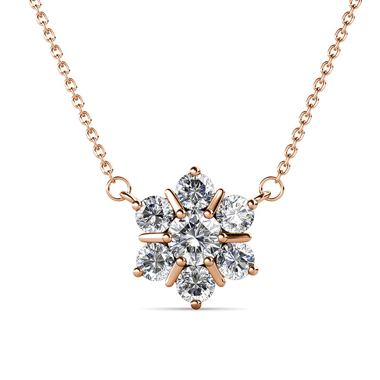 Dazzling Snowflake Seven Stone Cluster Pendant Women’s Winter Daily Pendant Necklace / DP0736