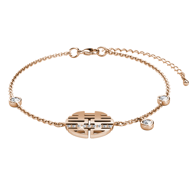 Modern Oriental "Double Happiness" Bracelet Perfect Wedding Gift for Bride / DB0014