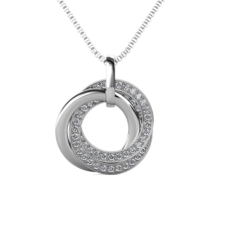 Minimalist Geometric Interlocking Circle Necklace 18K White Gold Plated Hypoallergenic Jewelry / DP0773