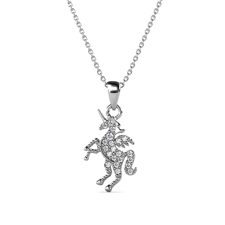 Delicate Outline unicorn Pendant With Swarovski Crystals , 18K Real Gold Plated Elegant Fairycore Jewelry/ DP0770