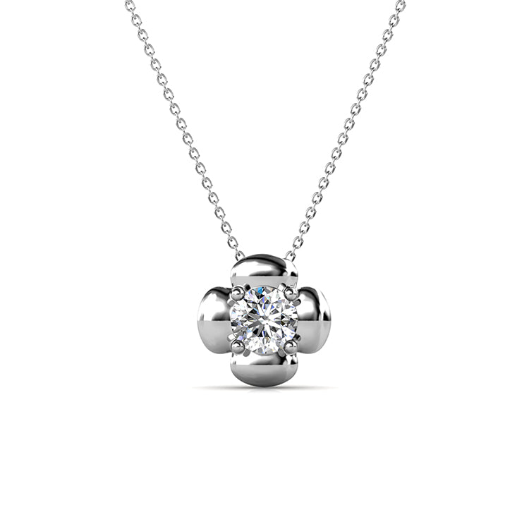 Lucky 4-Petal Cross Necklace with Swarovski Crystal Center Sophisticated Office & Casual Jewelry/ DP0767