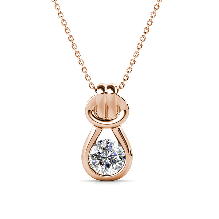 Elegant Knot & Teardrop Solitaire Pendant Classic Timeless Layer Chain/ DP0739