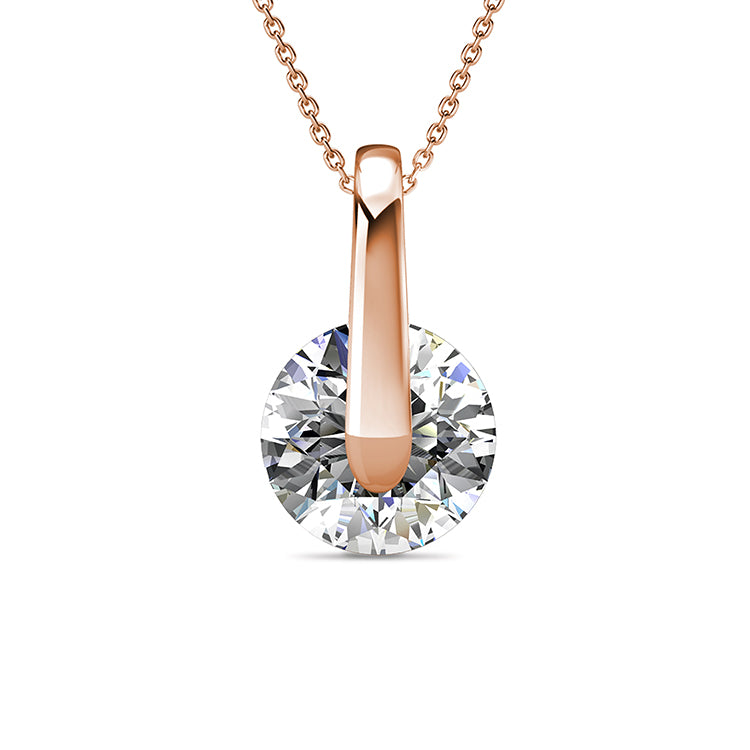 Minimalist Large Oval Round Solitaire Pendant Necklace with Brilliant Cut Swarovski Crystal / DP0738