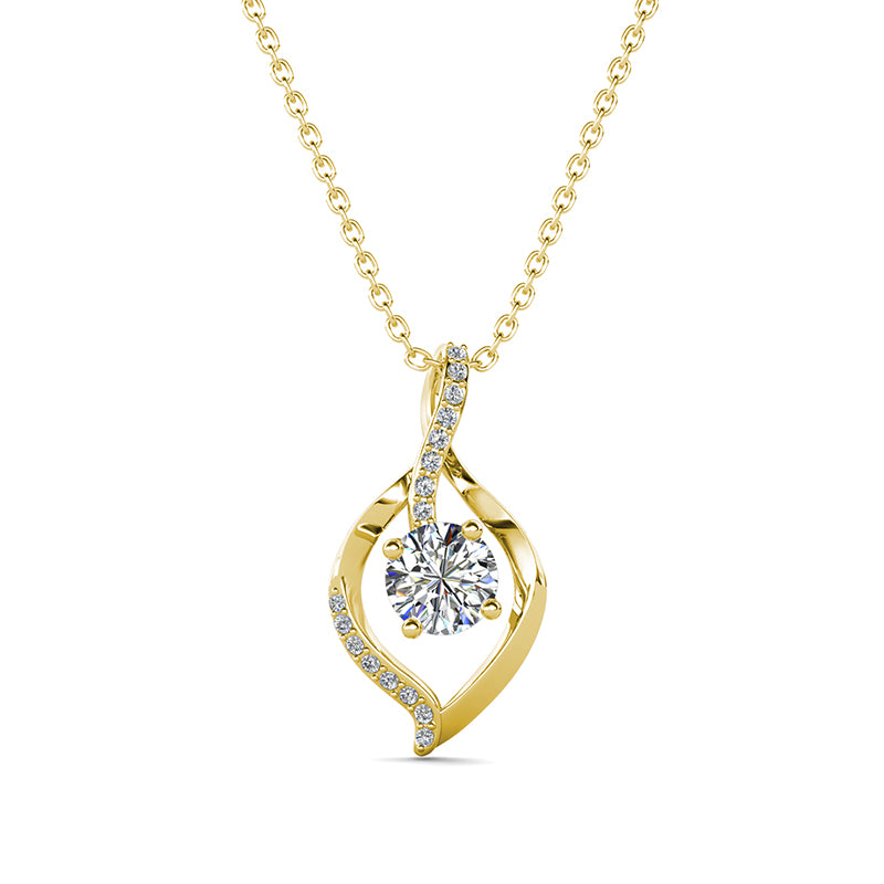 Elegant Twisted Teardrop Solitaire Pendant Necklace With Swarovski Crystals/ DP0801