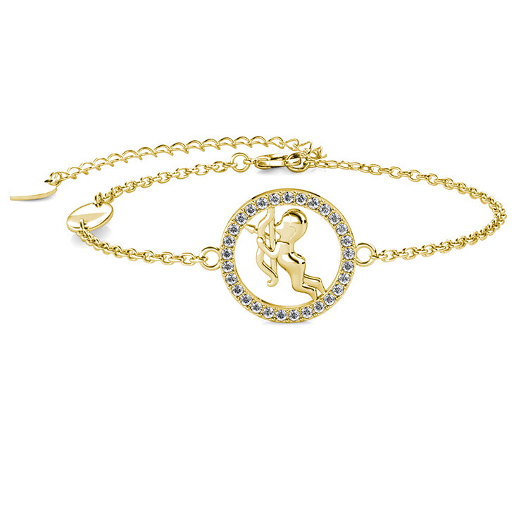 Free-Spirited Sagittarius Zodiac Swarovski Crystal Bracelet Sparkling Halo Medallion Charm/ DB0210