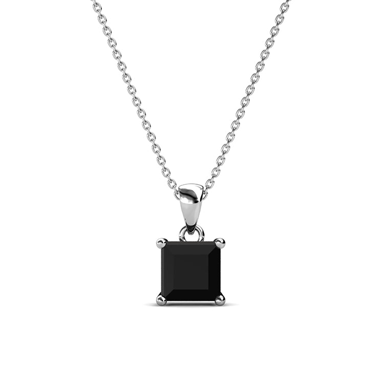 Mysterious Black Square Crystal Necklace Edgy Minimalist Statement Pendant/ DP0741