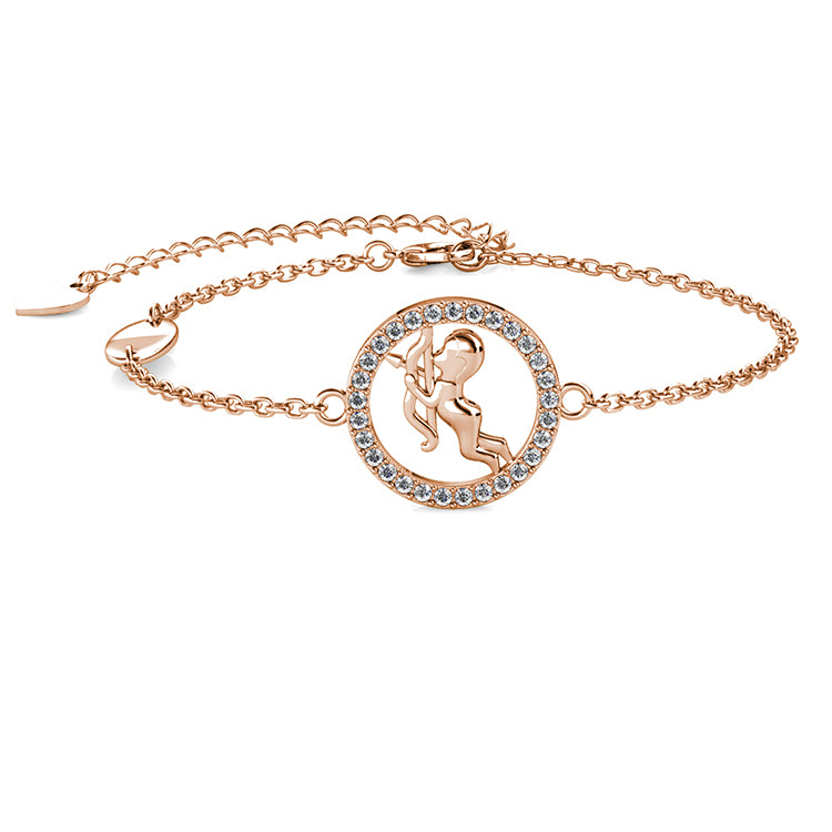 Free-Spirited Sagittarius Zodiac Swarovski Crystal Bracelet Sparkling Halo Medallion Charm/ DB0210