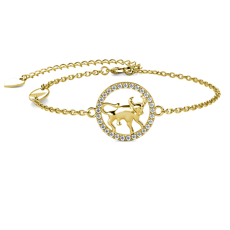 Taurus Spirit Guardian Crystal Bracelet 18K White Gold Plated Hypoallergenic Charm/ DB0211