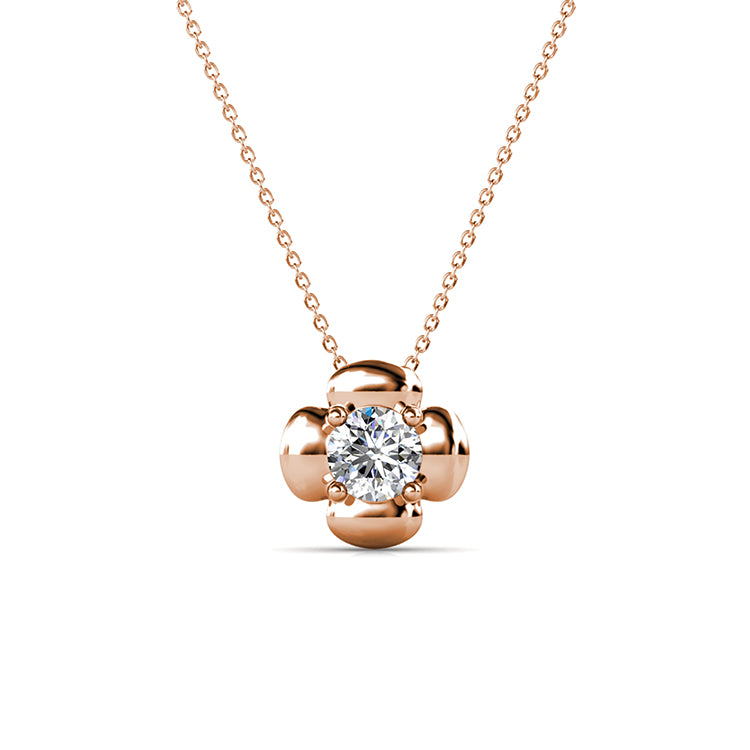 Lucky 4-Petal Cross Necklace with Swarovski Crystal Center Sophisticated Office & Casual Jewelry/ DP0767