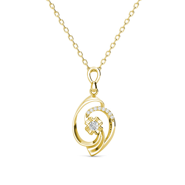 18K Gold Plated Stunning Swirl Pendant Necklace With Swarovski Crystals / DP0793
