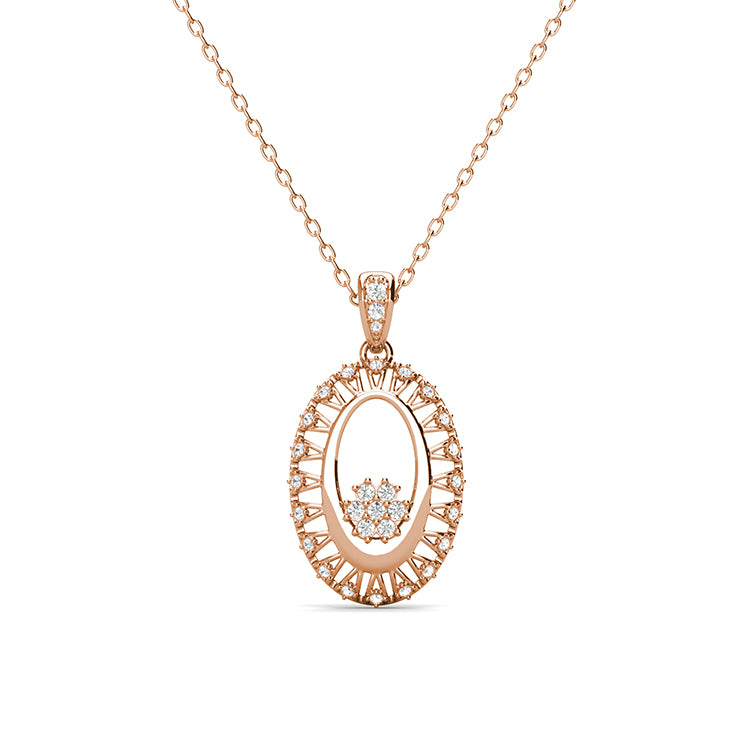 Vintage Radiant Oval Halo Pendant Necklace with Swarovski Crystals / DP0791
