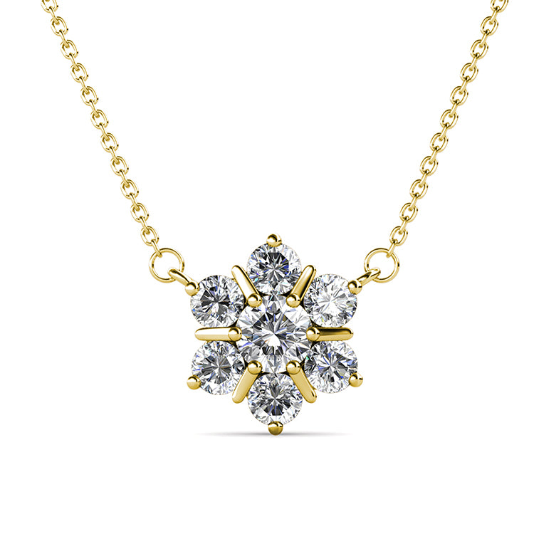 Dazzling Snowflake Seven Stone Cluster Pendant Women’s Winter Daily Pendant Necklace / DP0736