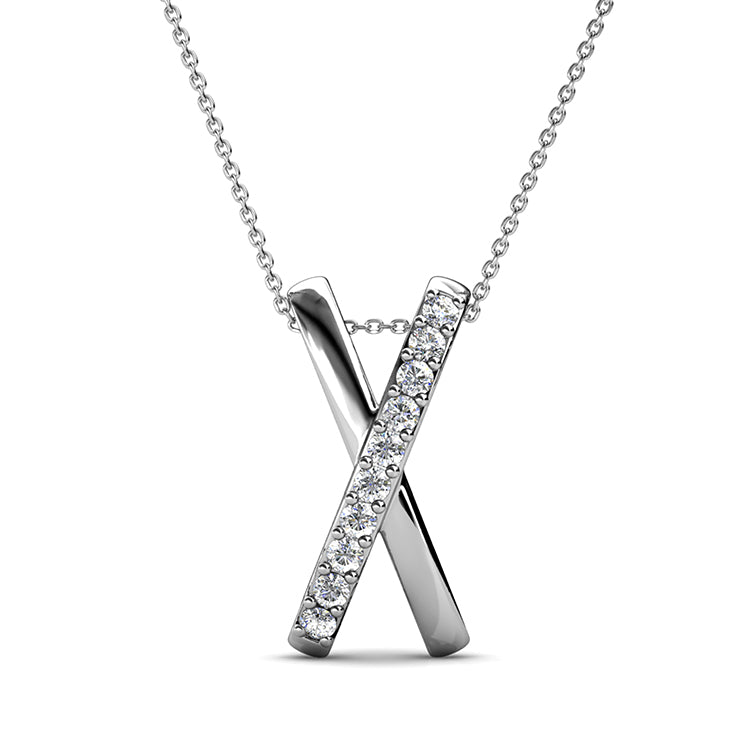 Modern Geometric Criss-Cross X Pendant Necklace Minimalist Jewelry For Women/ DP0740
