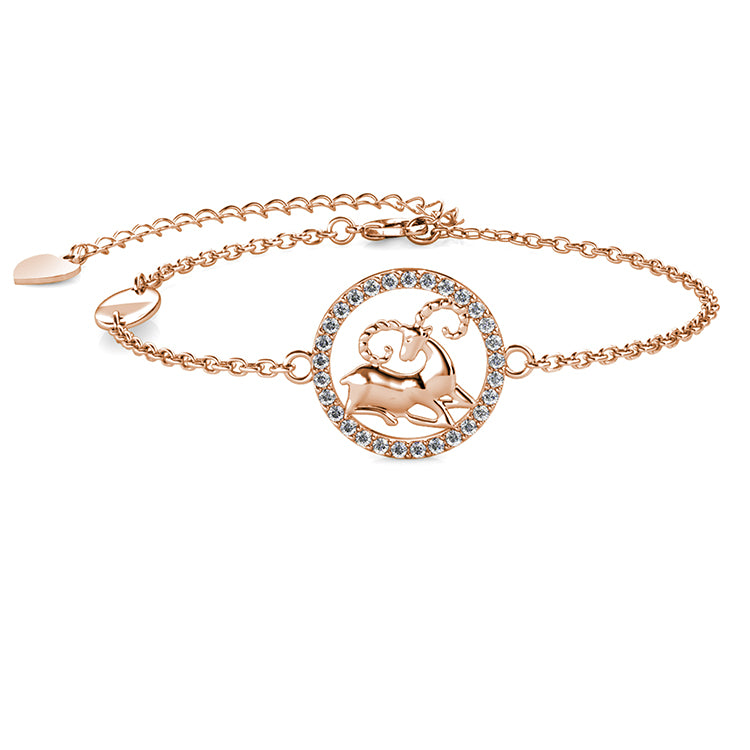 Fearless & Energetic Aries Zodiac Crystal Bracelet Hypoallergenic Gold Plated /DB0204
