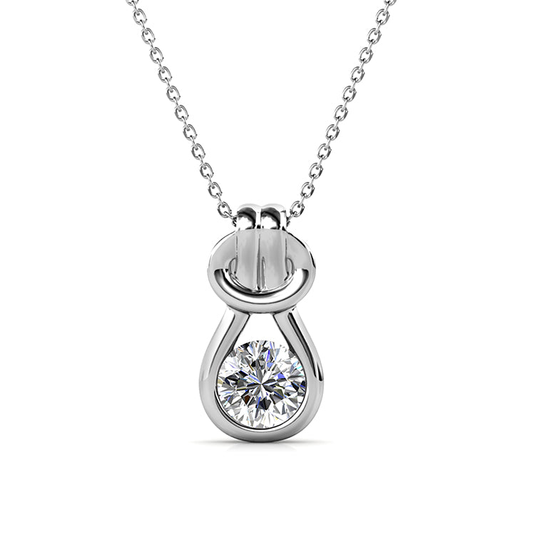 Elegant Knot & Teardrop Solitaire Pendant Classic Timeless Layer Chain/ DP0739