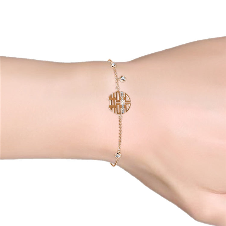 Modern Oriental "Double Happiness" Bracelet Perfect Wedding Gift for Bride / DB0014