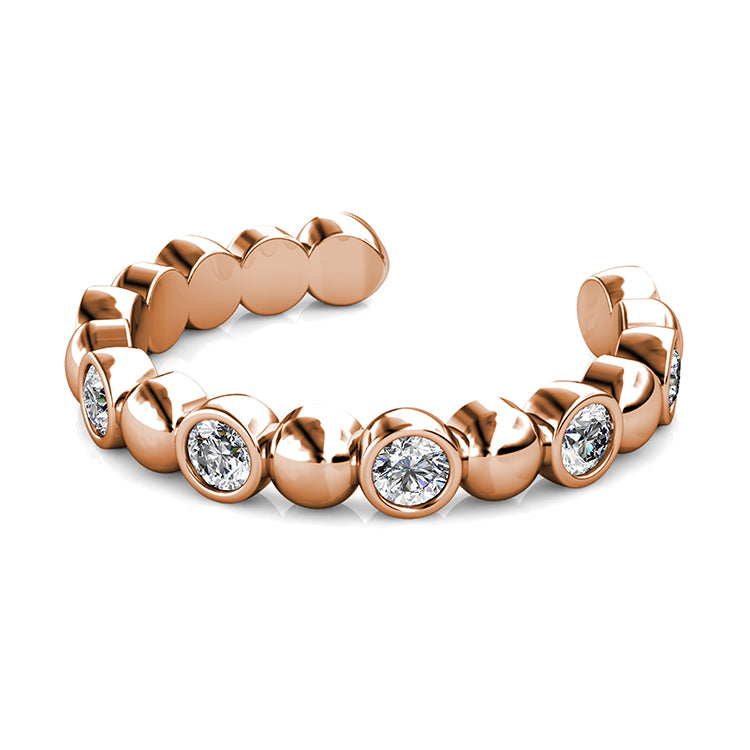 Nickel Free Adjustable Beaded Crystal Ring , 18K Gold Plated Copper / DR0109