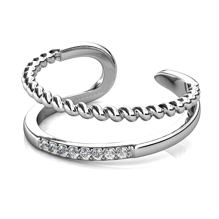 French Chic Double-Band Open Ring Delicate Twisted Ring For Daily Wear / DR0102