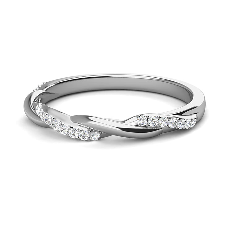 Minimalist Bridal Wedding Band Anti-Tarnish Copper Smooth Intertwined Split Pave Accent Ring/ DR0123