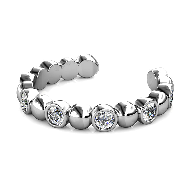 Nickel Free Adjustable Beaded Crystal Ring , 18K Gold Plated Copper / DR0109