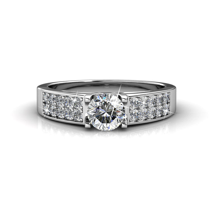 Comfort Fit Promise Ring Nickel Free Heavy Full Pave Shank With Swarovski Crystal / DR0181