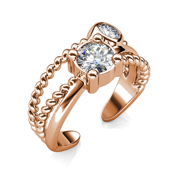 Milgrain Twisted Two Stone Ring Nickel Free Copper Polished Asymmetrical Split Cuff Everyday Band/ DR0108