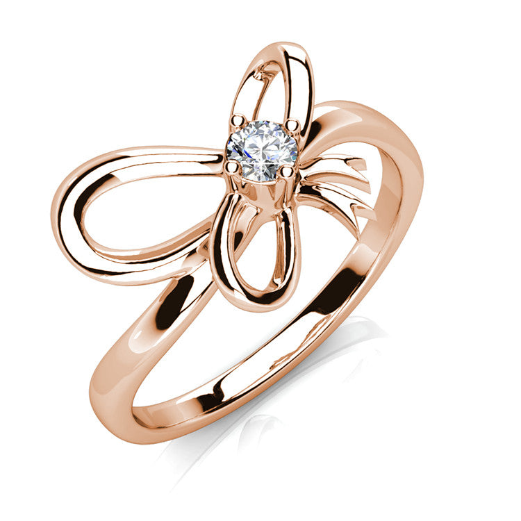 Romantic Ribbon Knot Solitaire Ring Pure Love Daily Layer Jewelry/ DR0099
