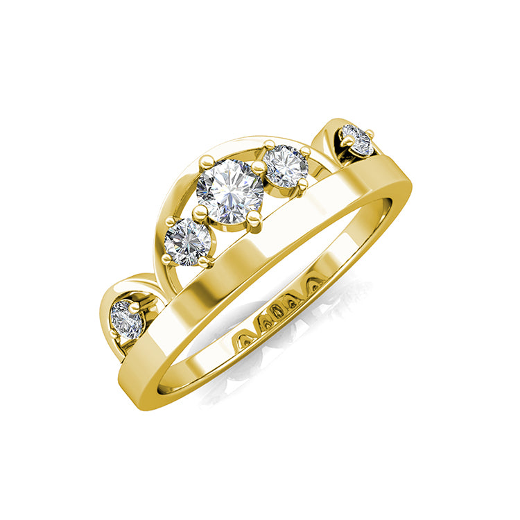 Twisted Crossover Multi Stone Ring Nickel Free Copper Polished Curved Shank Unique Engagement Band/ DR0164