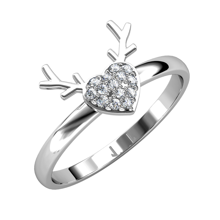 Cute Antler Heart Ring With Swarovski Crystals Gold Plated Trendy Jewelry/ DR0096