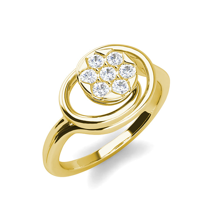 Hypoallergenic Copper Floral Cluster Oval Frame Diamond Comfrot Fit Ladies Promise Ring/ DR0122