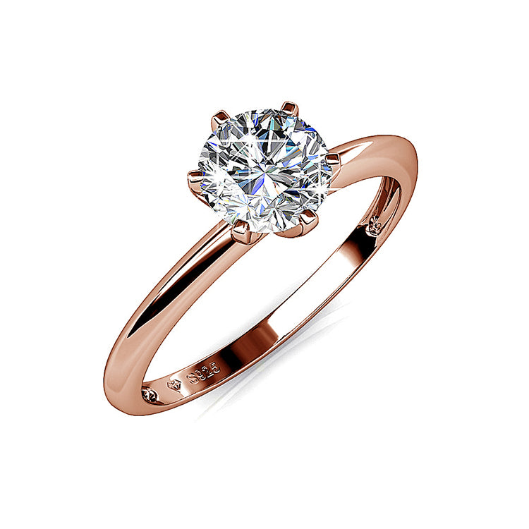 Daily Casual Wedding Band Anti-Tarnish Sterling Silver Classic Six Claw Minimal Solitaire Ring For Women/ DR0169