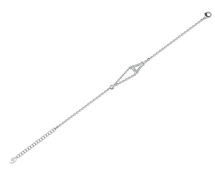 City of Light Eiffel Tower Bracelet 18K White Gold Plated Nickel-Free Elegant Travel Souvenir Jewelry / DB0007