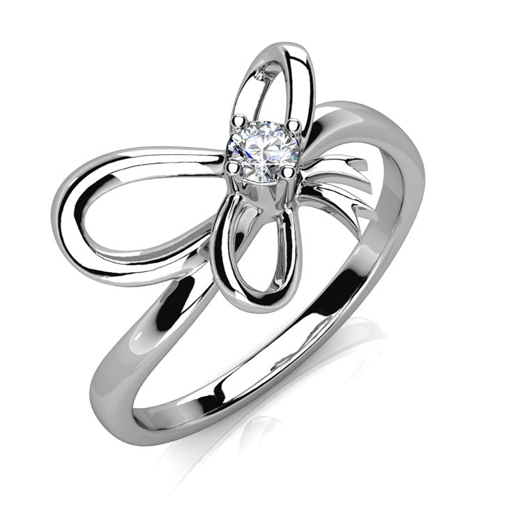 Romantic Ribbon Knot Solitaire Ring Pure Love Daily Layer Jewelry/ DR0099