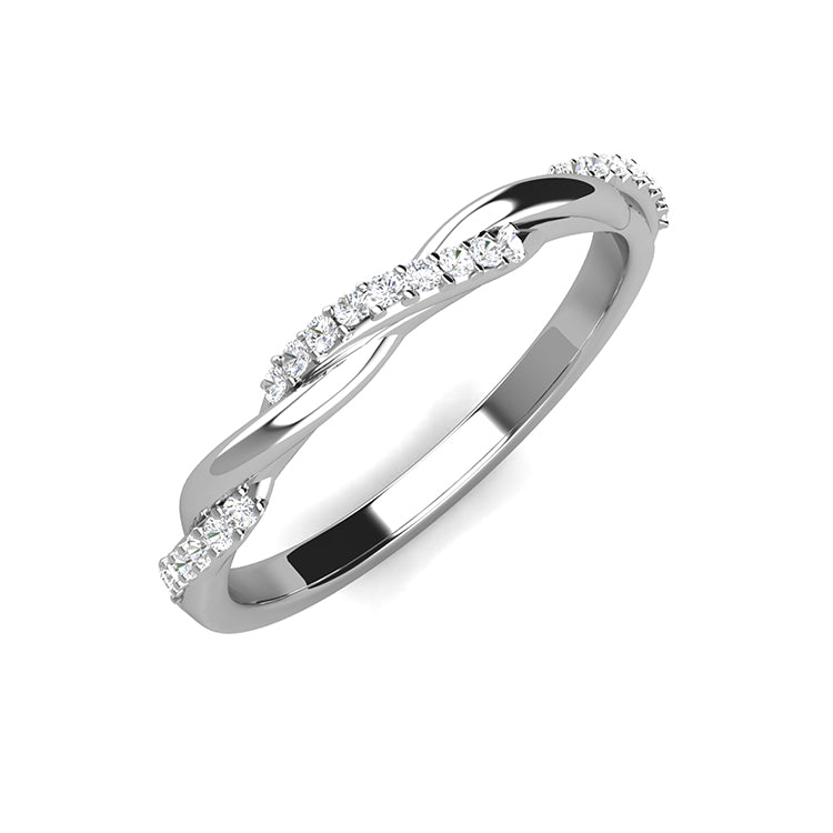 Minimalist Bridal Wedding Band Anti-Tarnish Copper Smooth Intertwined Split Pave Accent Ring/ DR0123