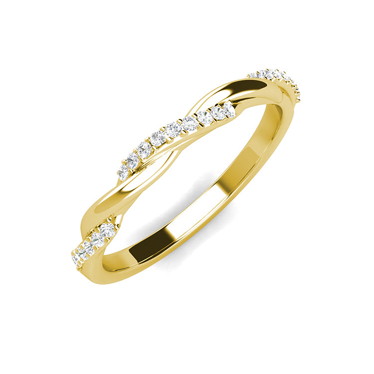 Minimalist Bridal Wedding Band Anti-Tarnish Copper Smooth Intertwined Split Pave Accent Ring/ DR0123