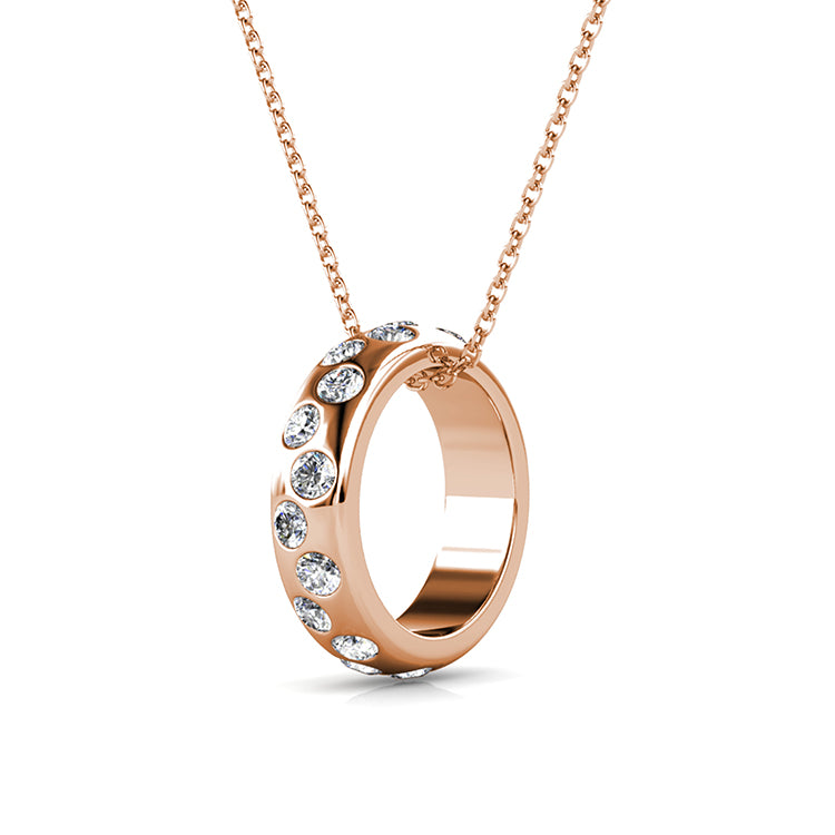 Sparkling Solitaire Hoop Pendant Necklace Thick Polished Ring with Swarovski Crystal Accents/ DP0749(副本)(副本)