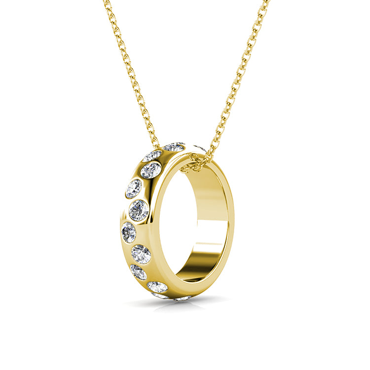 Sparkling Solitaire Hoop Pendant Necklace Thick Polished Ring with Swarovski Crystal Accents/ DP0749(副本)(副本)