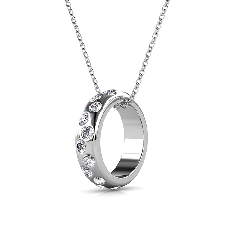 Sparkling Solitaire Hoop Pendant Necklace Thick Polished Ring with Swarovski Crystal Accents/ DP0749(副本)(副本)
