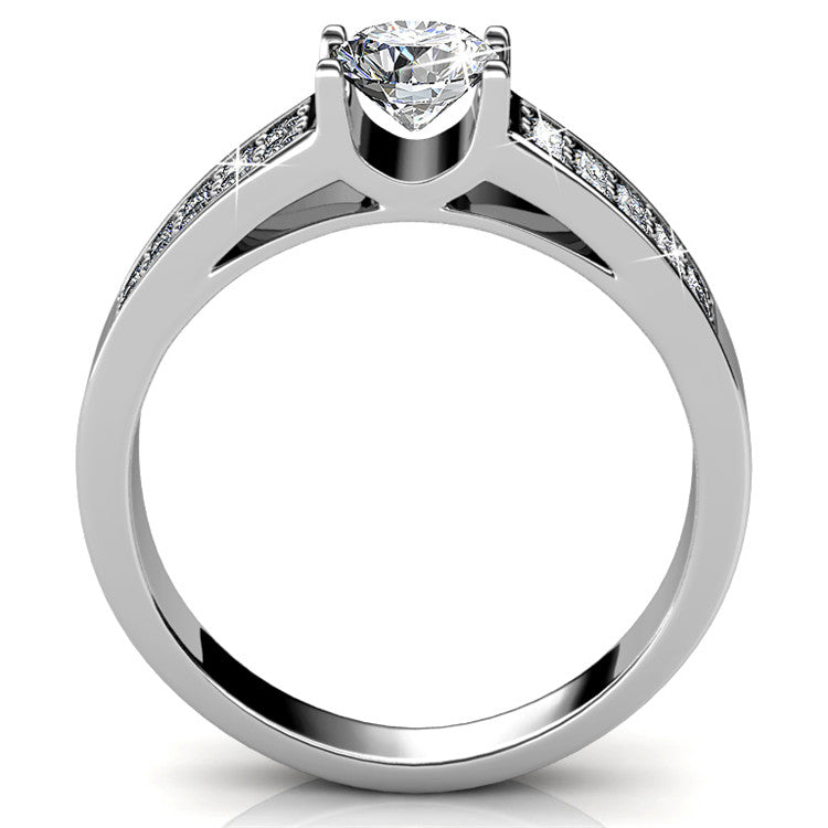 Comfort Fit Promise Ring Nickel Free Heavy Full Pave Shank With Swarovski Crystal / DR0181