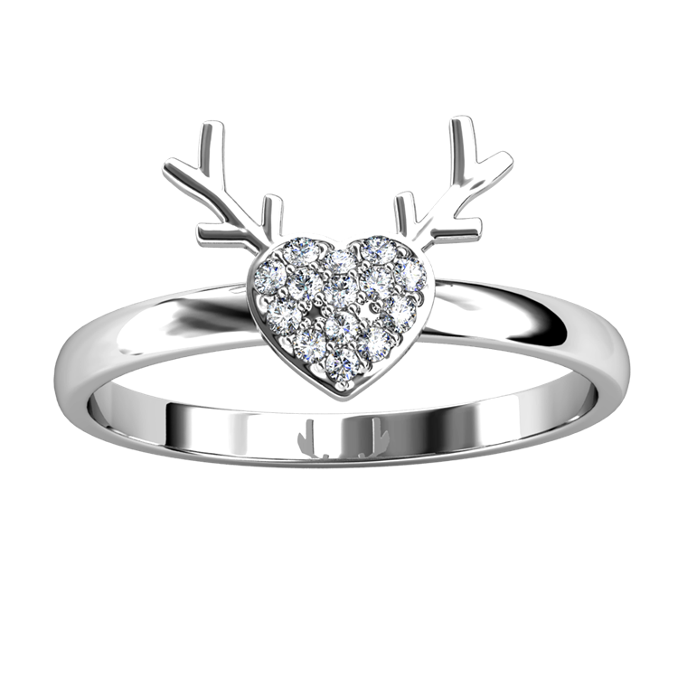 Cute Antler Heart Ring With Swarovski Crystals Gold Plated Trendy Jewelry/ DR0096