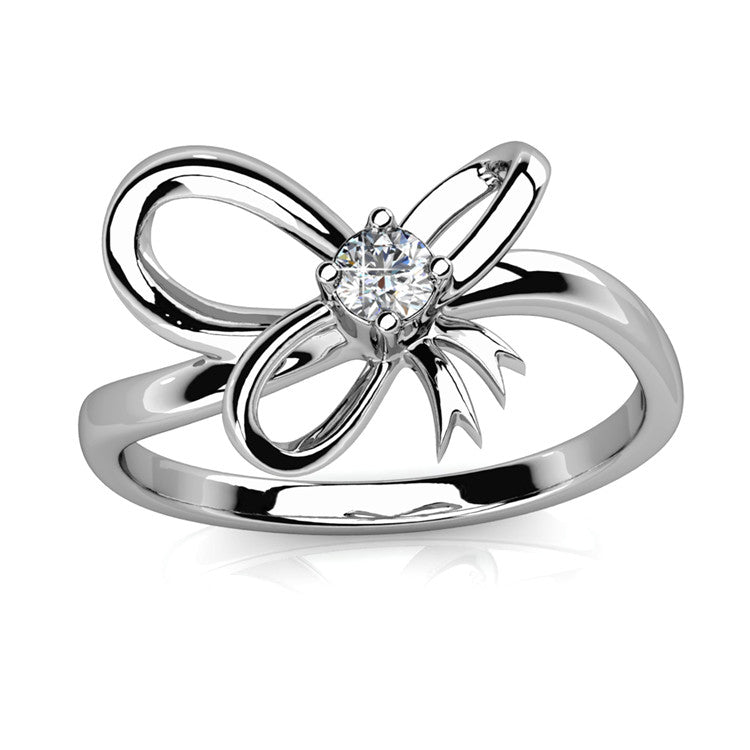 Romantic Ribbon Knot Solitaire Ring Pure Love Daily Layer Jewelry/ DR0099