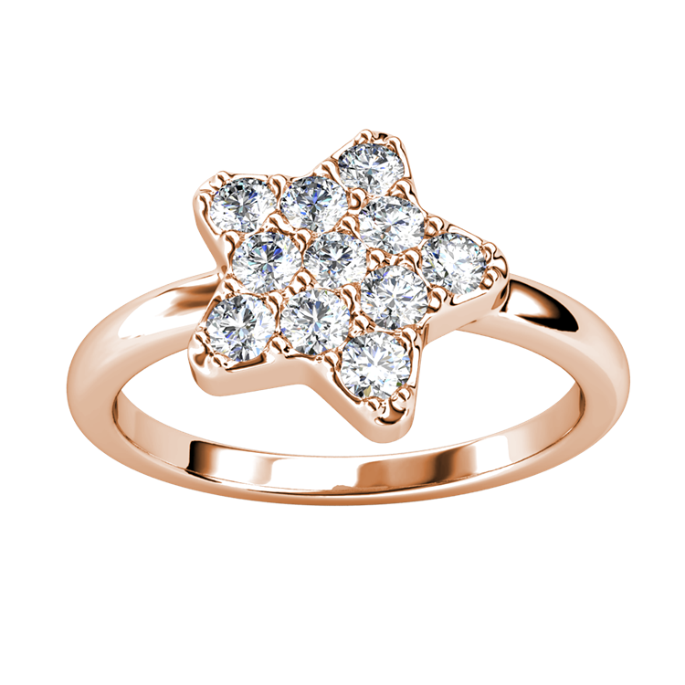 Starlight 5-Point Star Ring With Swarovski Crystal 18K Gold Plated Copper Jewelry/ DR0097
