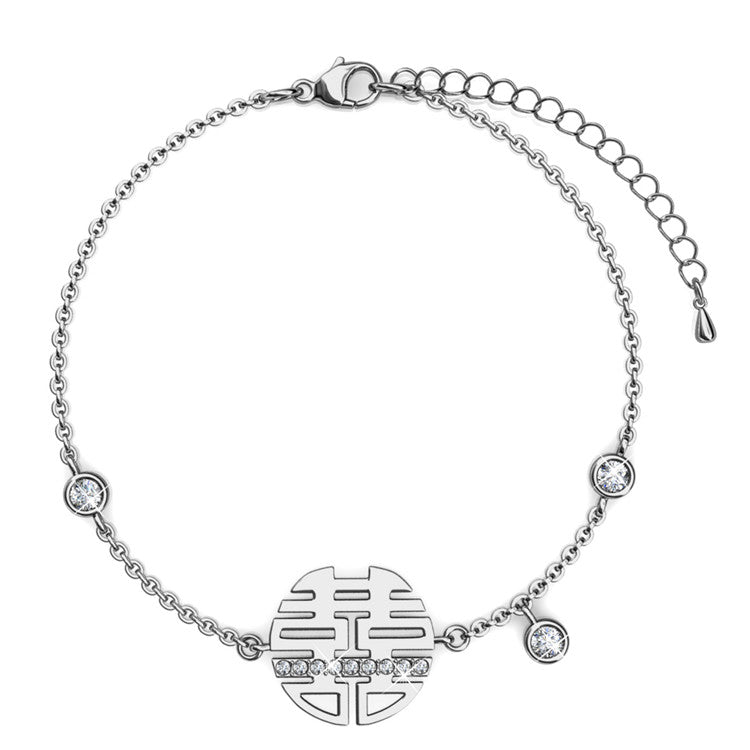 Modern Oriental "Double Happiness" Bracelet Perfect Wedding Gift for Bride / DB0014