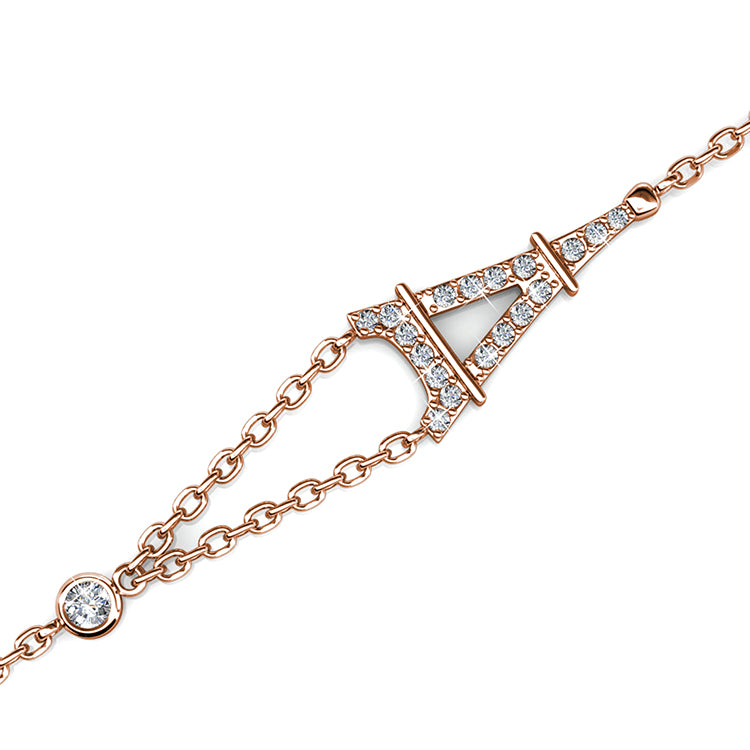 City of Light Eiffel Tower Bracelet 18K White Gold Plated Nickel-Free Elegant Travel Souvenir Jewelry / DB0007