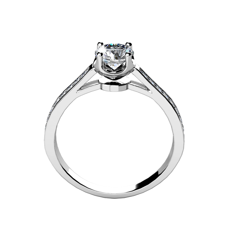 Engagement Ring Nickel Free Silver Plated 4 Prong Side Swarovski Crystal Band Ring / DR0185